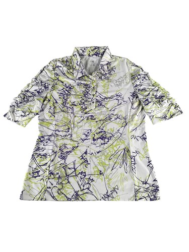 Nivo Polo Shirt Womens Medium Abstract Scribble Print Golf Stretch Lightweight