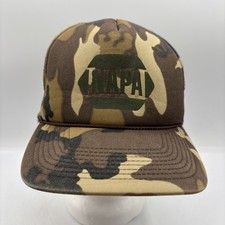 Vintage NAPA Camo Trucker Hat San Sun High Profile Meshback SnapBack Hat OSFM
