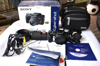 Sony Cyber-shot DSC-H10 8.1MP 10x Zoom Camera w/ Case Caps Battery Card Adapter