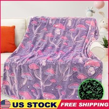 Glow in the Dark Mushroom Blanket Kids Cute Bedroom Decor Cozy Throw Gift New