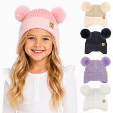 C.C Exclusive Kids Girls Boys Toddler Winter Soft Teddy Bear Solid Beanie Hat