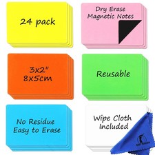 Dry Erase Magnets Set - 24 Pack - 3x2 in Whiteboard in, Various Colors