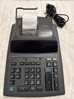 Casio DR-250HD Electronic 2 Color Receipt Printer Calculator Black & Works!