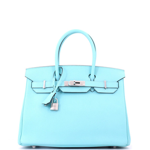 Hermes Birkin Handbag Blue Epsom with Palladium Hardware 30