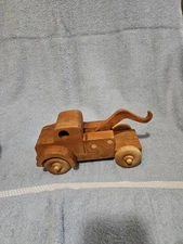 Handcrafted Wooden Toy Tow Truck for Kids