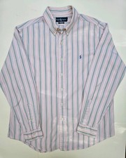 Polo Ralph Lauren Oxford Hemd Custom Fit Rosa Gestreift Langarm - Größe XL