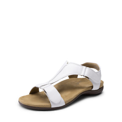 Women's Flat Sandals Arch Support T-Strap Orthopedic Comfortable Beach Shoes