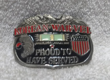 Korean War Vet Proud to Have Served Belt Buckle Multi-Color 1988 Vintage