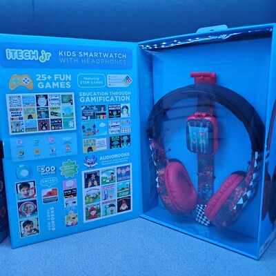 iTech Junior Boys Headphones & Smartwatch Set - Red Racing Print - STEM Games