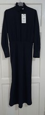 ZARA BLACK HIGH NECK MAXI DRESS WITH PLEATED ELASTIC WAIST SIZE S BNWT