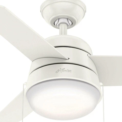 36" Small Room Fresh White Modern Glass Bowl Light Ceiling Fan Reversible Blade - Picture 1 of 10