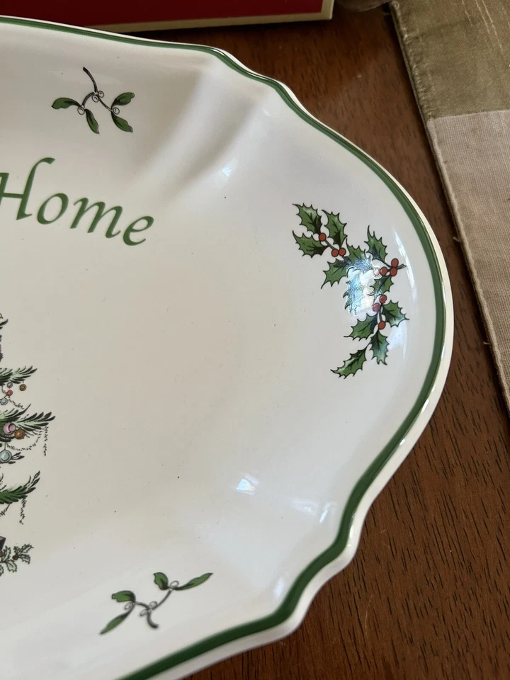 Spode Christmas Tree Bless this Home Oval 11" Tray - New In Box - Image 2 of 4