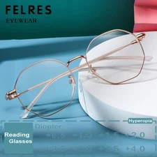 Metal Polygon Anti Blue Light Reading Glasses Men Women Full Frame Glasses Hot