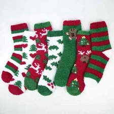 7 Pack - Loritta Fuzzy Socks Womens Cozy Fluffy Socks Soft Winter Christmas
