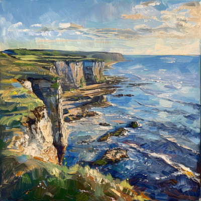 Yorkshire Coast Painting Art Luxury Canvas Wall Picture Print Colourful