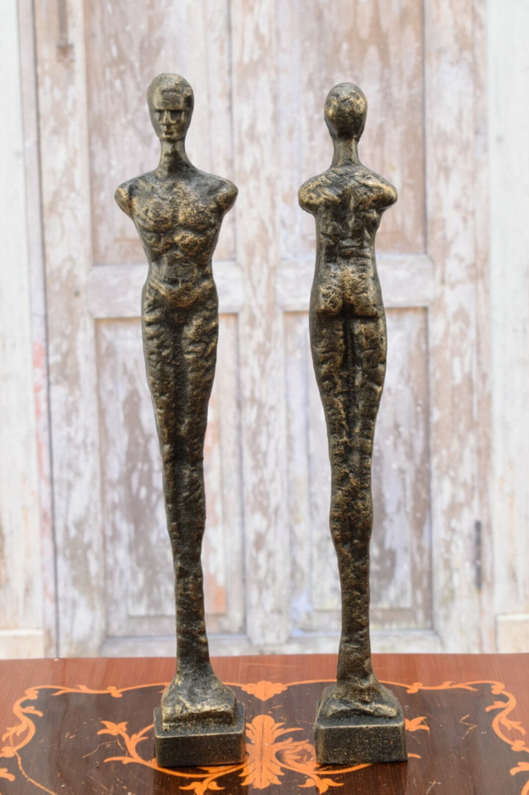 Couple Cast Iron Woman and Man - Modernist Statues - Woman and Man ...