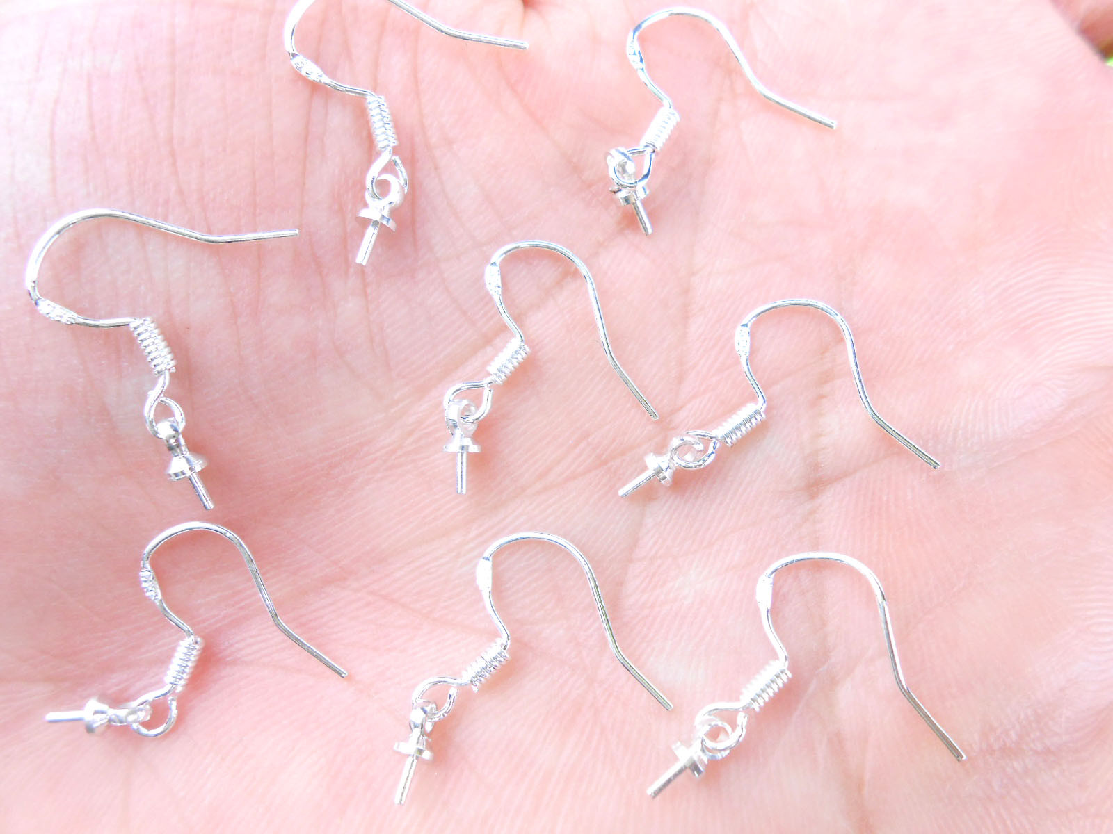 20PCS 925 Sterling Silver Jewelry Findings Hook Earring Pinch Bail Ear