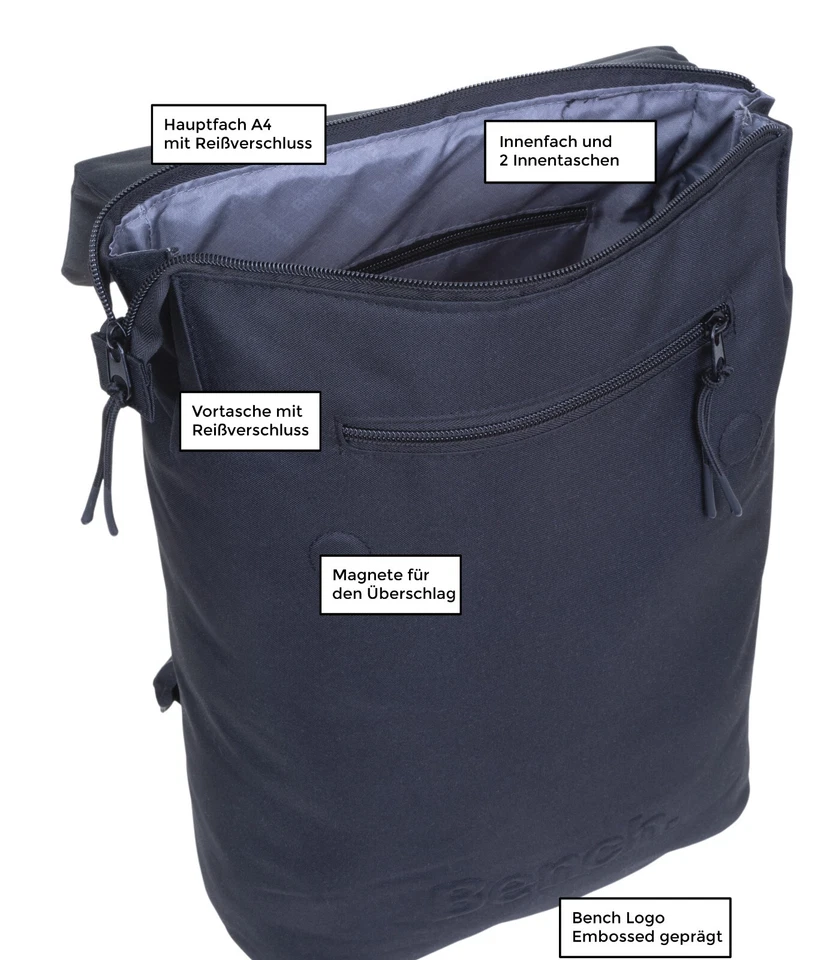 Damen Rucksack Tasche A4 Handtasche Damenrucksack Freizeit Bench Loft 64200 Wahl - Bild 4 von 4