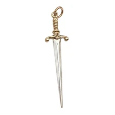 Sword Rapier with Bronze Hilt 3D 925 Solid Sterling Silver Pendant Longsword