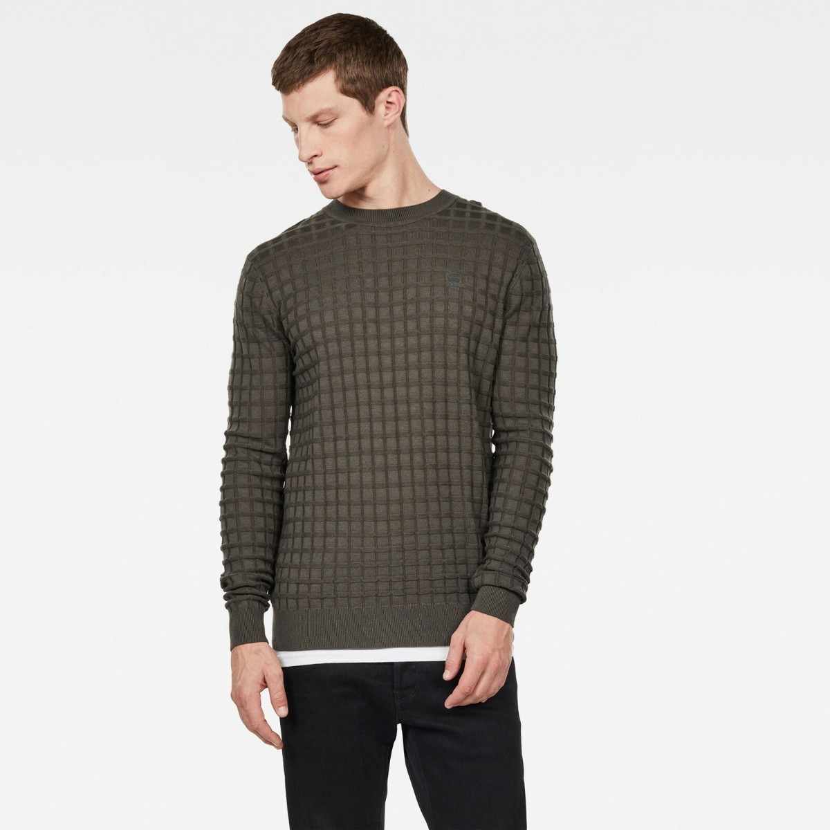 New G-Star Raw Men Core Table Knitted Sweater M Grey sweatshirt 