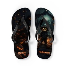 Spooktacular Happy Halloween Flip Flops - Unique Gift for the Holiday Season