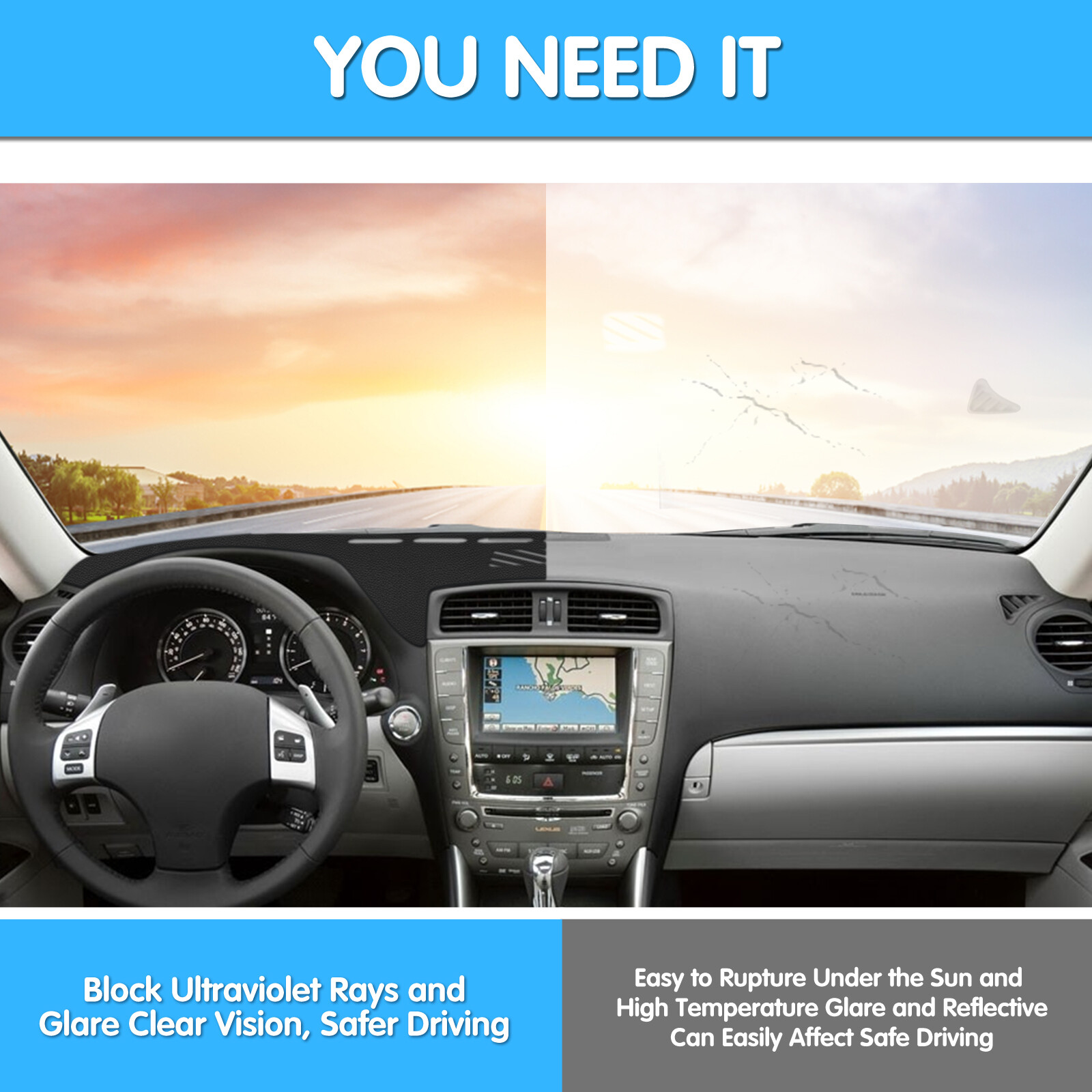 For Lexus IS250 IS350 2006-2011 Leather Car DashMat Dash Cover Dashboard Mat Pad