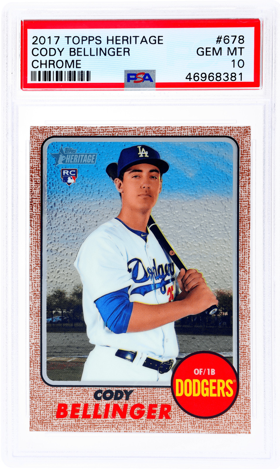 2017 Topps Heritage Cody Bellinger Chrome #THC678 /999 PSA 10 Rookie RC