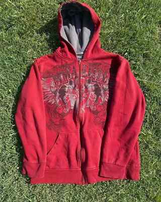 American New Y2K Hip-Hop Pattern Printing Warm Zipper Hooded Sweater
