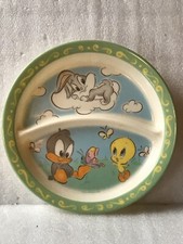Zak Designs - Looney Tunes Baby Daffy Tweety Bugs Bunny Kid's Plate Divided Dish