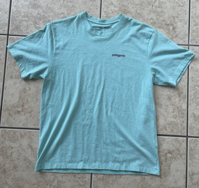 Patagonia Mens Short Sleeve Mountain T-Shirt Large Blue Relaxed Hiking Trail Tee