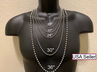 1.5,2.4,3.2,4.0,4.5,6 mm 7''-42'' WOMEN MEN  SILVER  STAINLESS STEEL BALL CHAIN