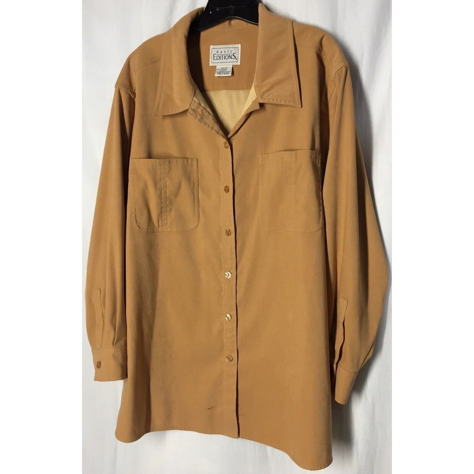 Basic Edition Button Up Collared Shirt 2x Plus Wo… - image 1