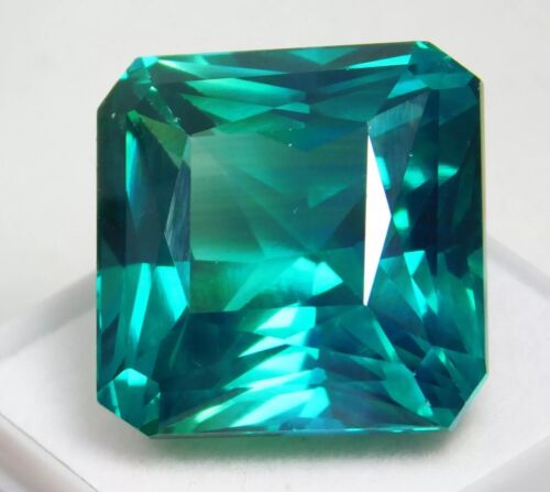 Turmalina Paraiba Natural 100 Ct Azul Verdoso Corte Asscher Piedras Preciosas Certificadas - Imagen 3 de 10