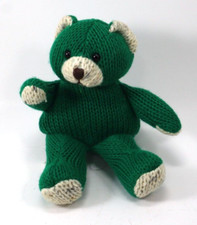 D3 Green Knit vintage RUSS BERRIE TEDDY BEAR small st. patrick's day plush green