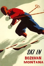 Ski In Bozeman Montana Alpine Downhill Skiing Sport Vintage Poster Repro FREE SH