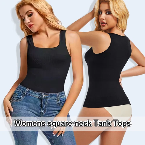 Women Seamless Slim Vest Tummy Control Body Shaper Compression Ribbed Tank Top - Picture 7 of 27