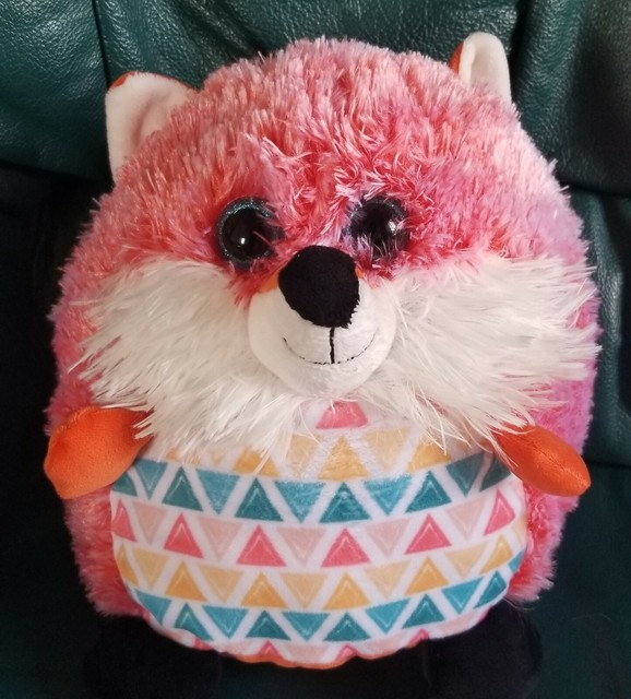 Hugfun Hug Me Round animal plush stuffed animal. Pink, orange, black | eBay