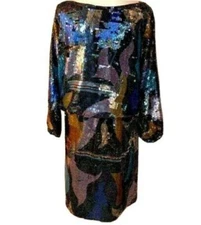 Vintage Skirt Set Womens Size Small Elastic Waist Sequin Lined Cuffs Multicolor