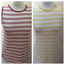 Ladies MARKS AND SPENCER COLLECTION Cotton Rich Striped Vest Tops U.K 8-16 BNWTS