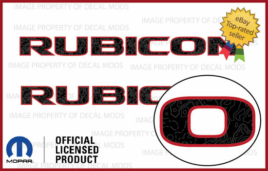 Jeep Wrangler Rubicon Hood Decals - Topo Trail Map Graphics For JK Models (2007-2018