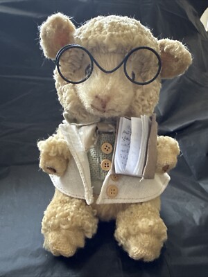 NWT Pier 1 One Sheep Lamb Glasses Easter Sisal Jute Sitting Reading Book Tie HTF