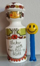 1970s FIGGJO FLINT Sugar Shaker FOLKLORE Norway Socker ar sott men tal ej blott