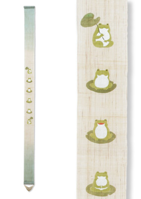 Kyoto Tapestry Wall Hanging Handpainted Linen Six Frog Bringing happines