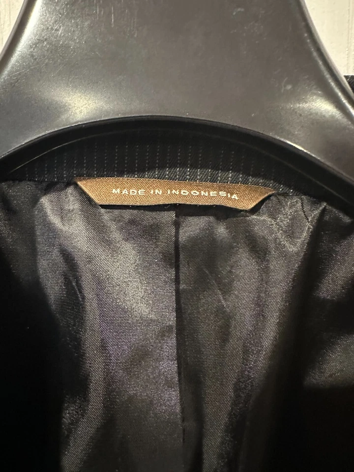 Abrigo Blazer Chaqueta Deportivo Merona Para Hombre 3 Botones Negro Pin Rayas Talla 48R 044 Foto 4 de 4