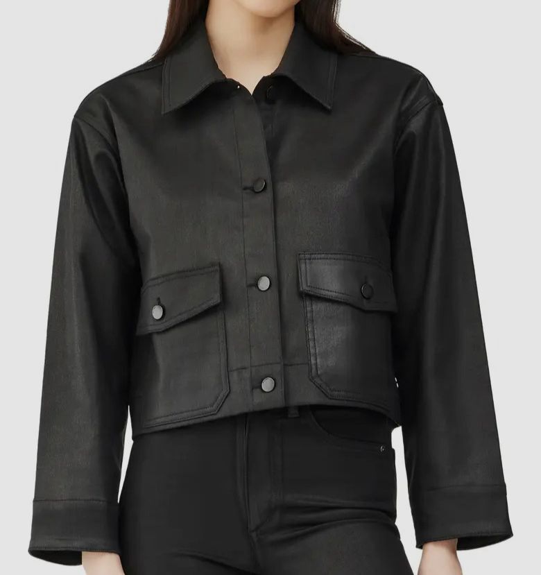 $219 DL1961 Women's Black Long-Sleeve Tilda Shirt Jacket Coat Size Medium