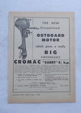 Cromac Cadet Outboard Motor Original Advertisement Removed from a Magazine