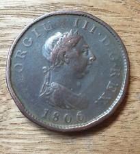 1806 George III Copper Penny Coin Soho Mint Birmingham #3471