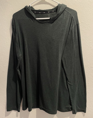 Leg3nd Apparel Gray Solid Knit Pullover Hoodie Hooded Long Sleeve Men's L