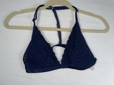 VS Victoria's Secret Bralette Bra Navy Lace Feminine Front Close M Cottagecore