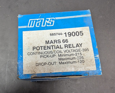 MARS 685744-19005 66 Potential Relay Cont Coil V-395 Pickup Min-215 Max-225